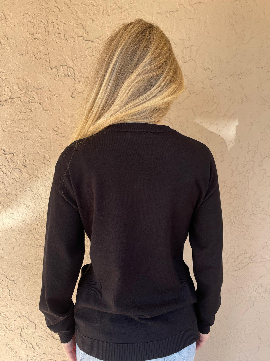 BARBARA KATZ SWEATER COLLECTION Two Pocket Sweater - Black