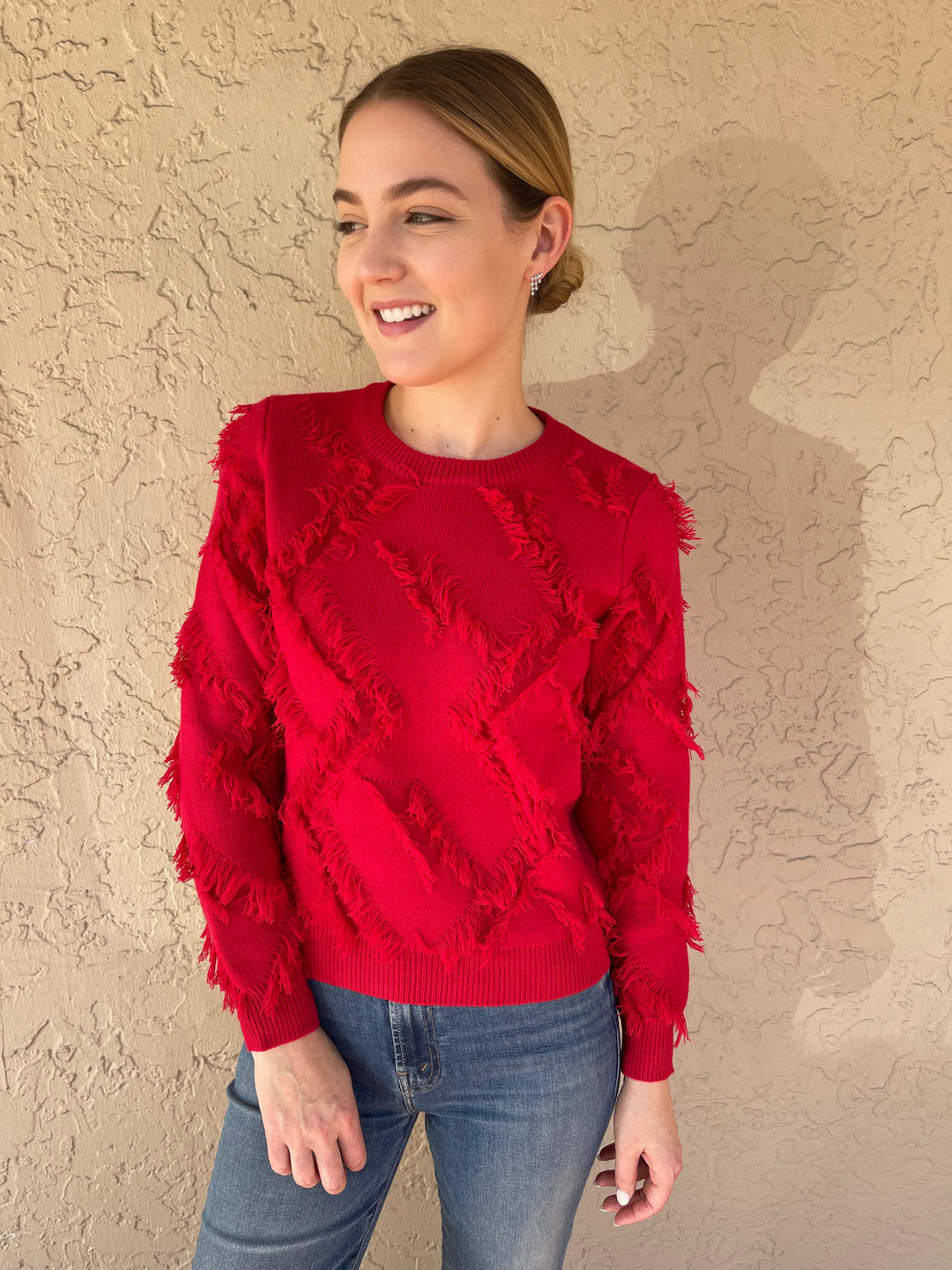 Crew Neck Pullover - Tango Red
