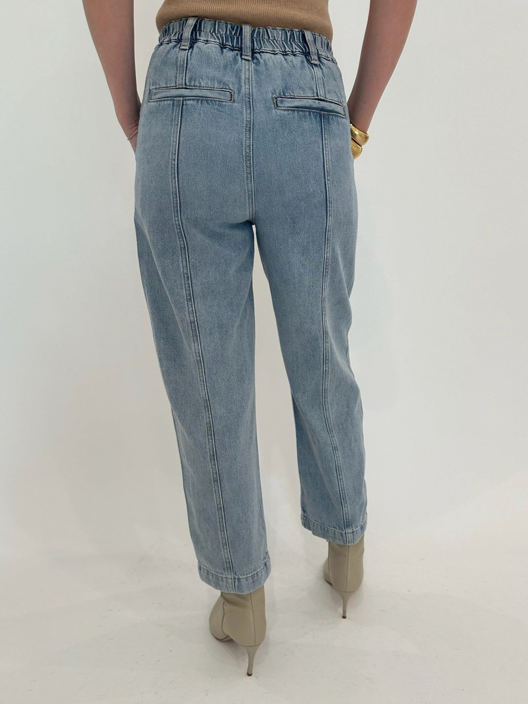 Pistola Court Mid Rise Relaxed Straight Denim Pants in Jardin