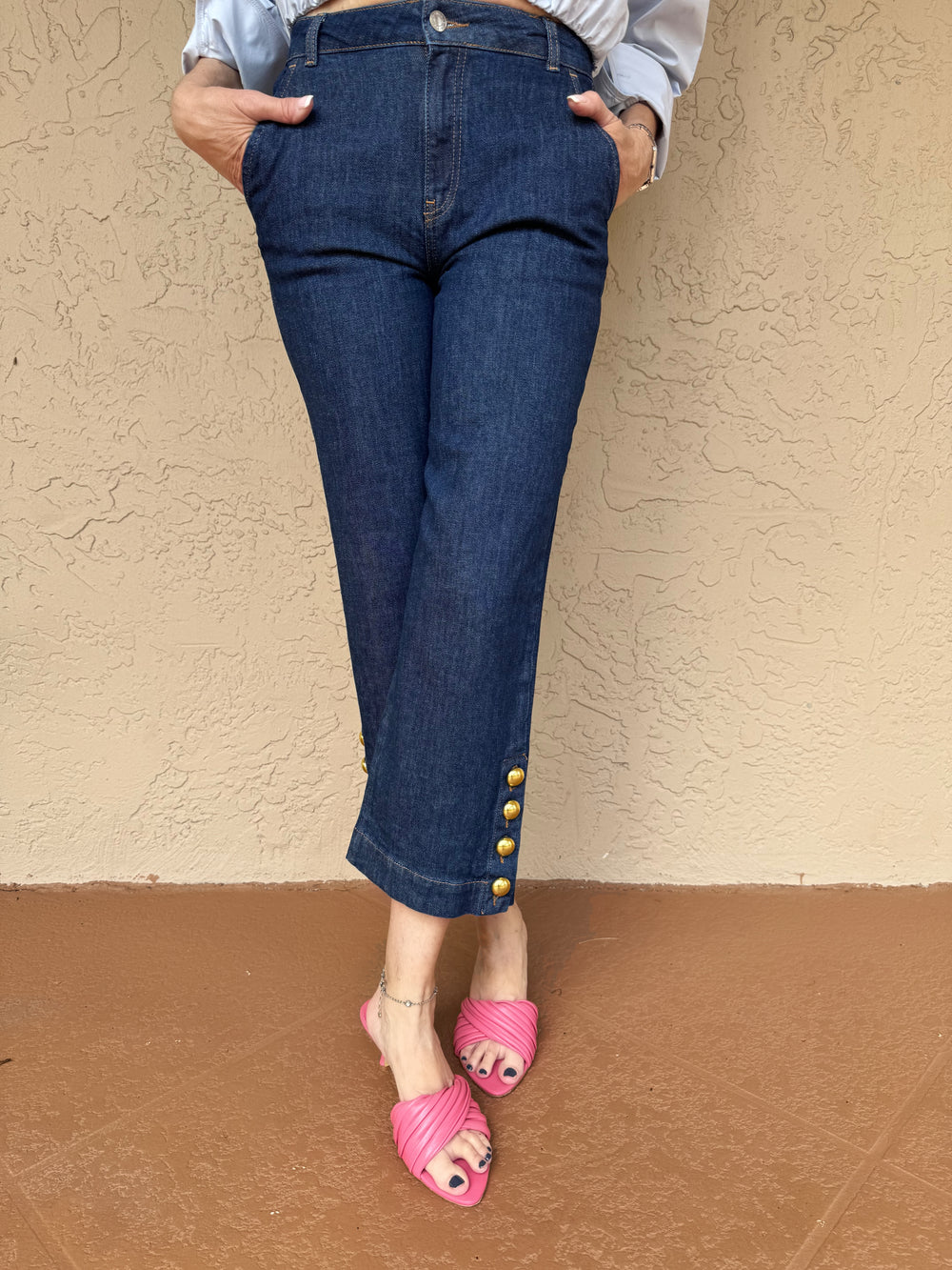 Simkhai Hyra Buttoned Vent Cropped Jean
