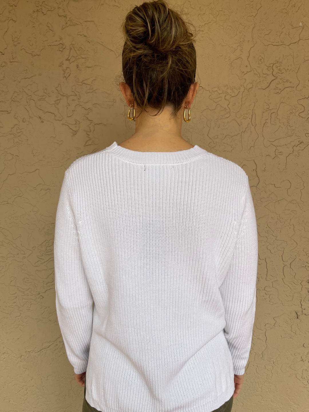 Shaker Knit Long Sweater - White