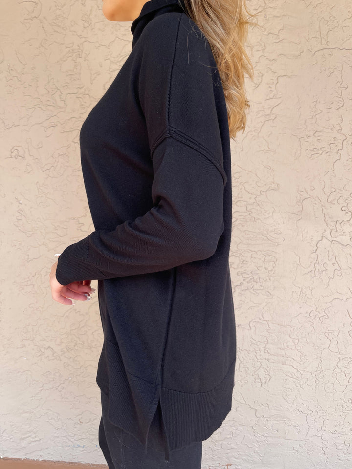 Asymmetrical Seamed Sweater - Black