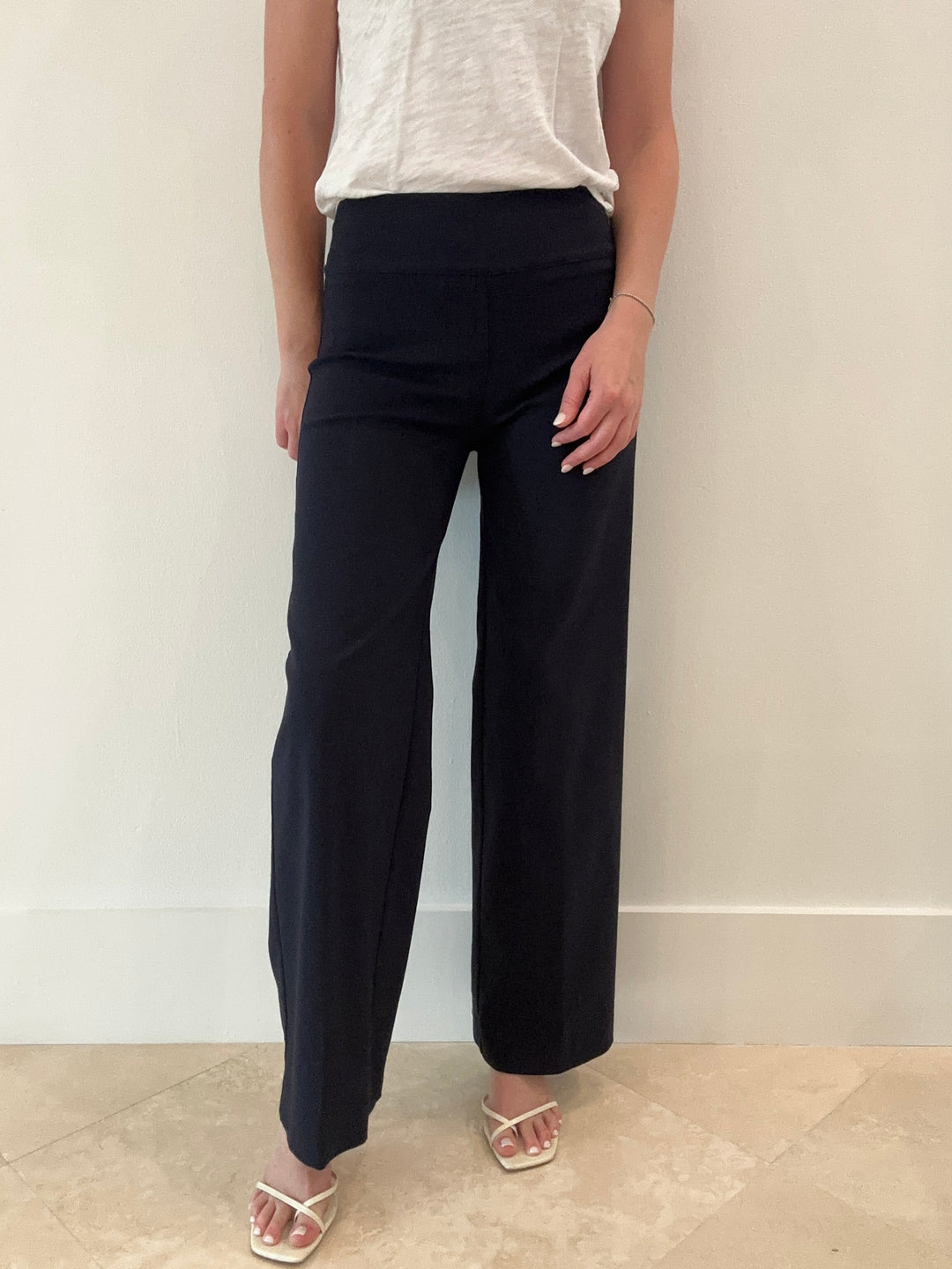 Control Stretch Wide Leg Pant - Navy – Barbara Katz