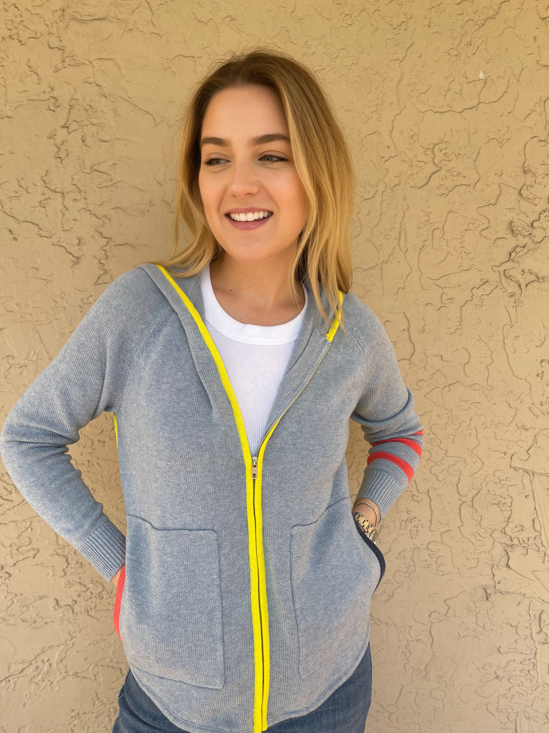 Zaket & Plover Zip Up Hoodie - Light Denim