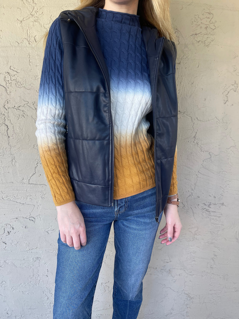 J Society Faux Leather Vest - Navy