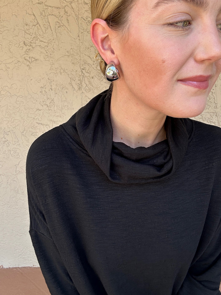 Kenneth Jay Lane Silver Polished Dome Pierced Earring