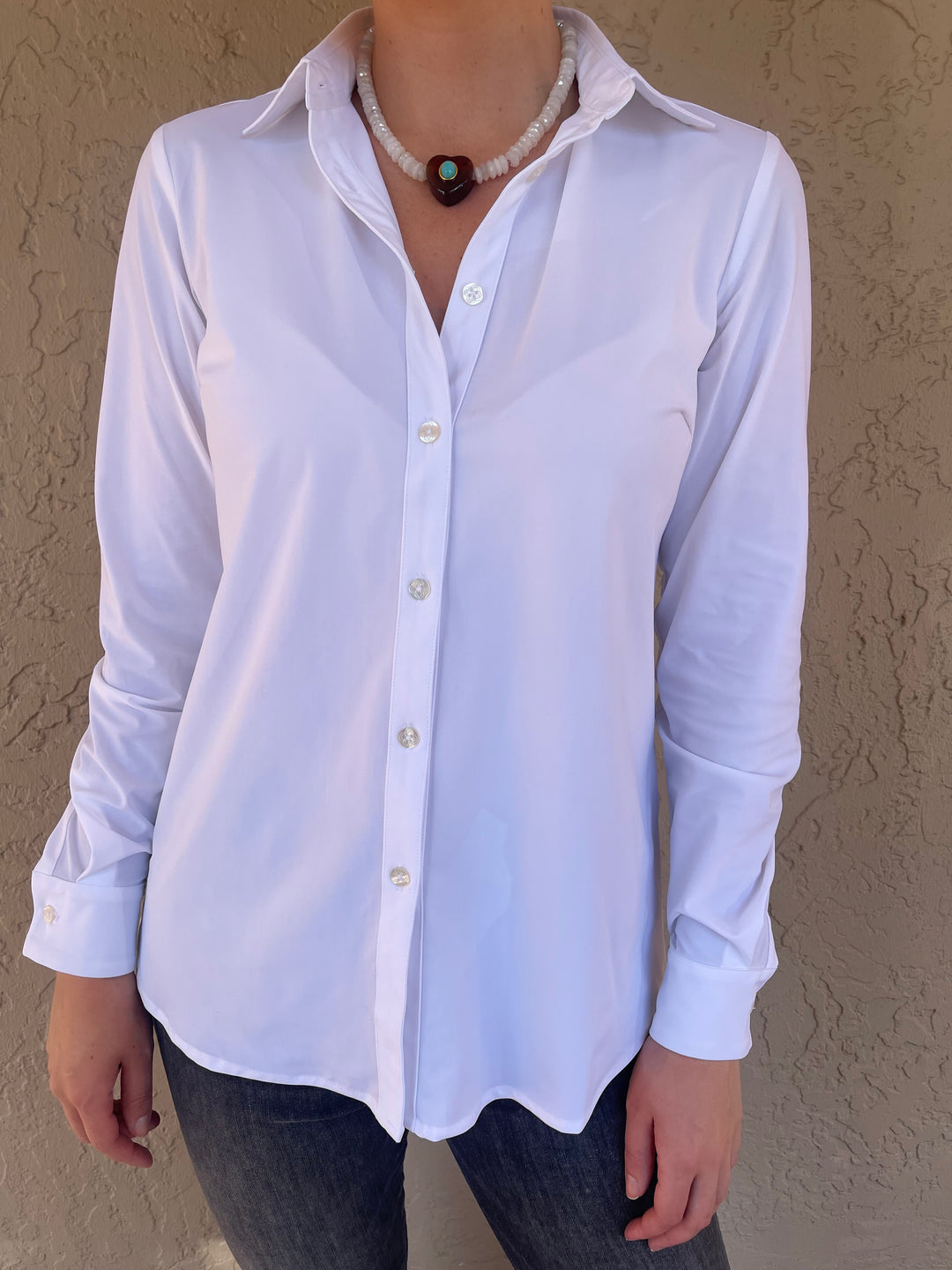 Button Down Collared Shirt - White
