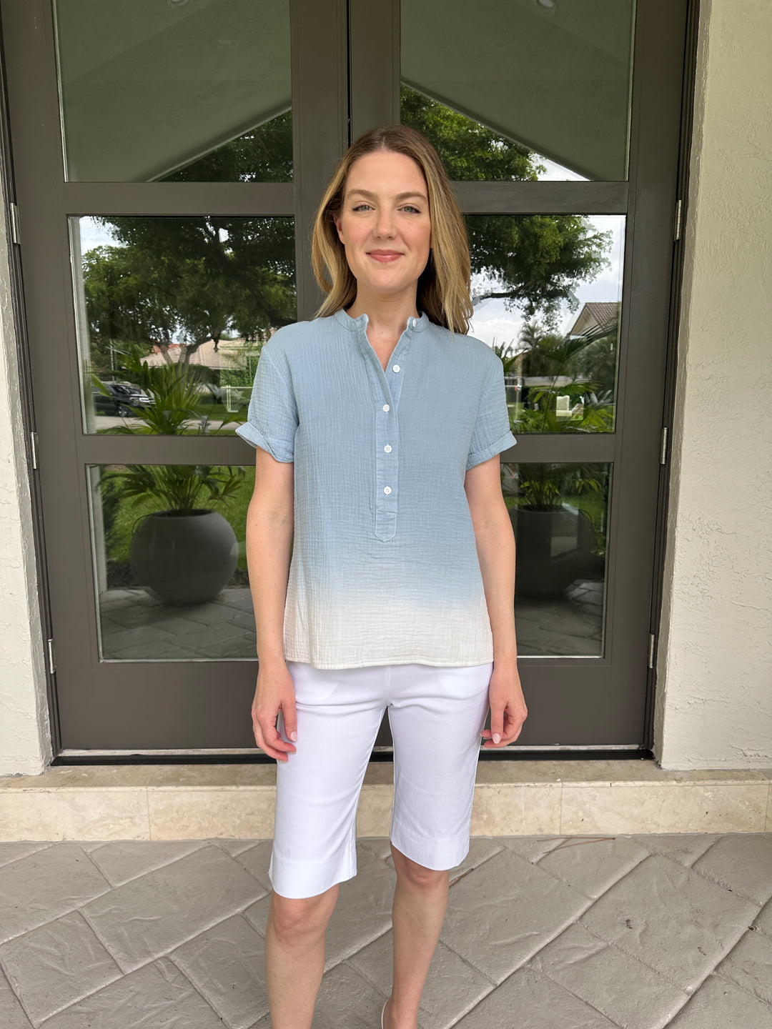 Pure Amici Gauze Dip Dye Top