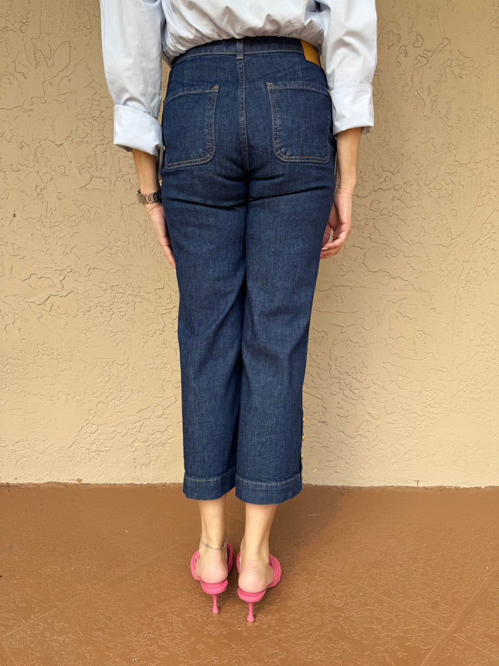 Simkhai Hyra Buttoned Vent Cropped Jean