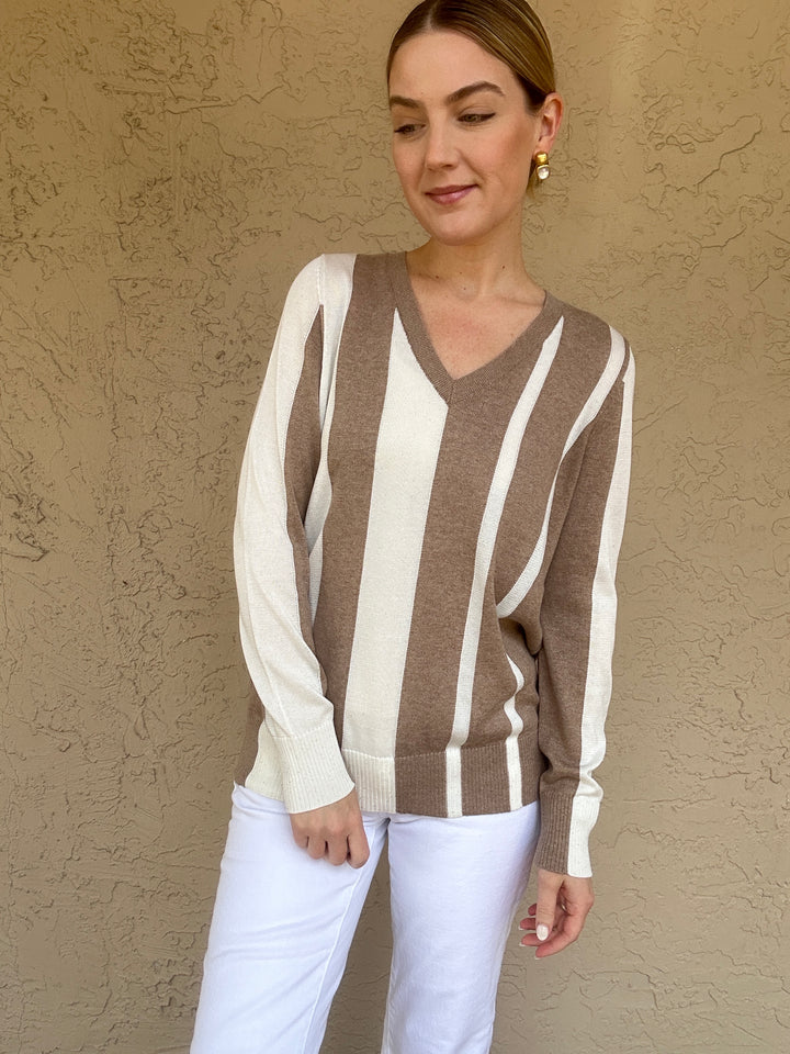 Peace of Cloth Sequin Stripe Sweater - Mushroom