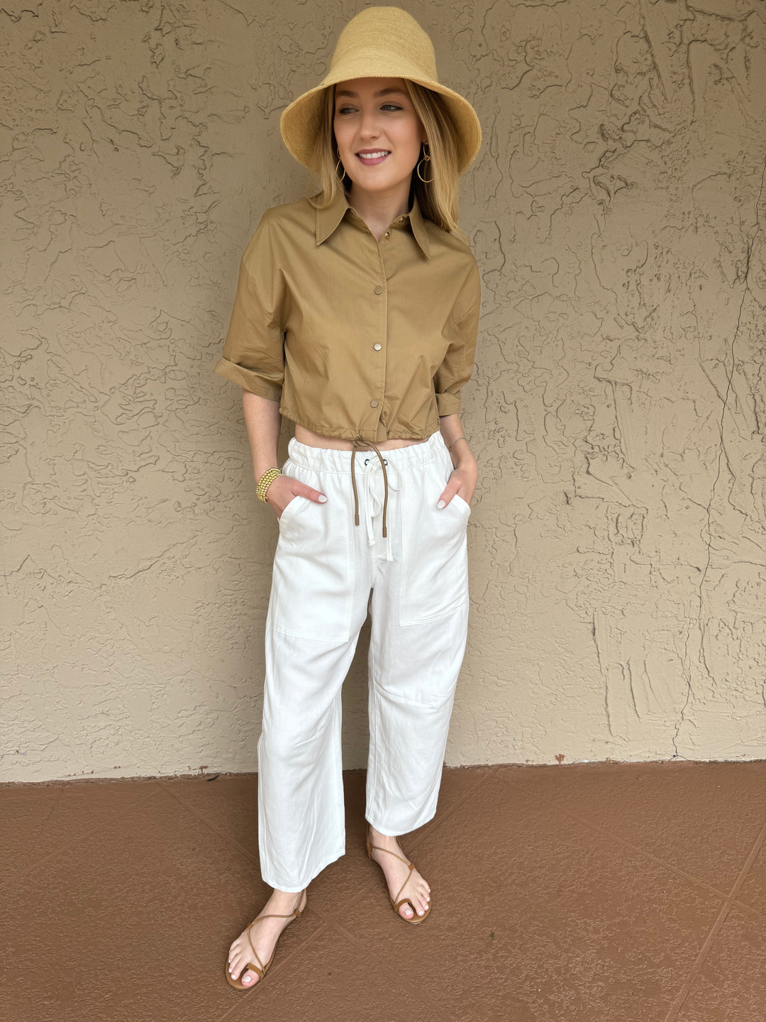 Suncoo Camel Lucie Top & Enza Costa Twill Utility Pants
