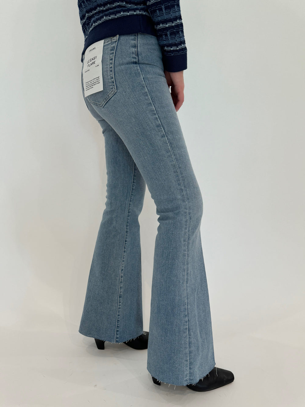 Frame Le Easy Flare Raw Fray Jeans - Blue Springs