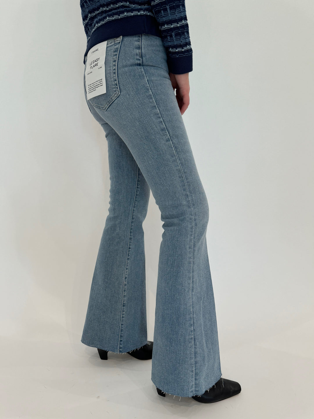 Frame Le Easy Flare Raw Fray Jeans - Blue Springs