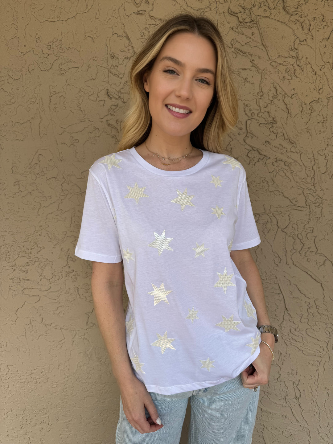 Elliott Lauren Celestial Sequin T-Shirt With Stars