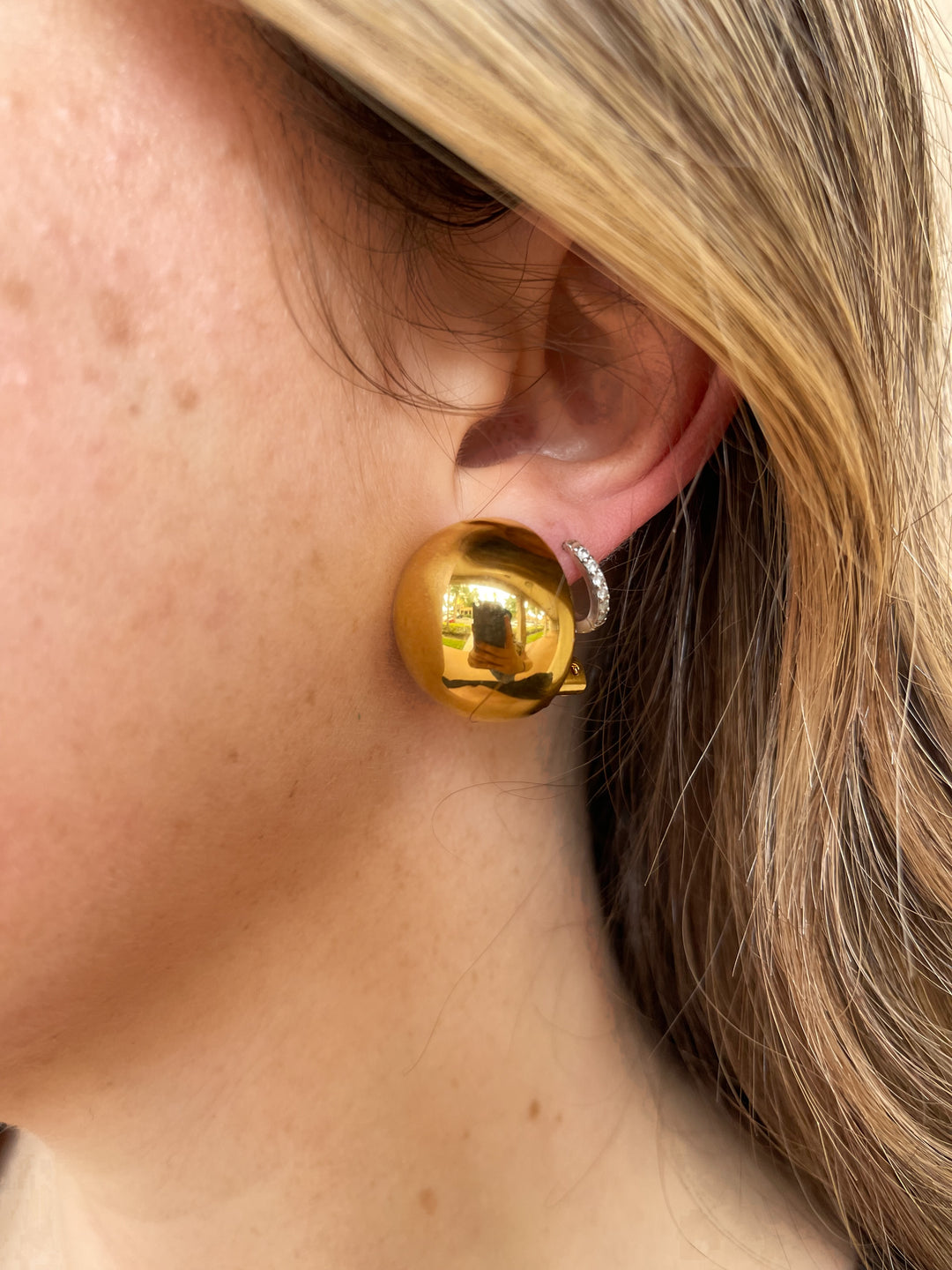 Ben Amun Gold Small Ball -  Clip On Earring