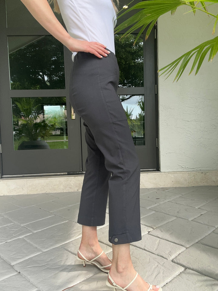 Elliott Lauren Control Stretch Snap Hem Cargo - Gunmetal