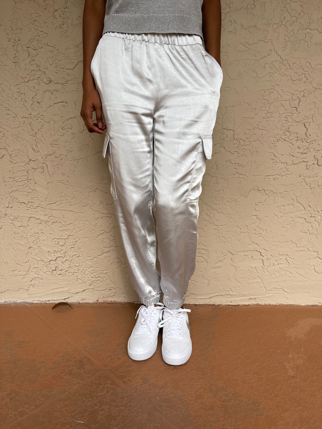 J Society Satin Jogger - Platinum