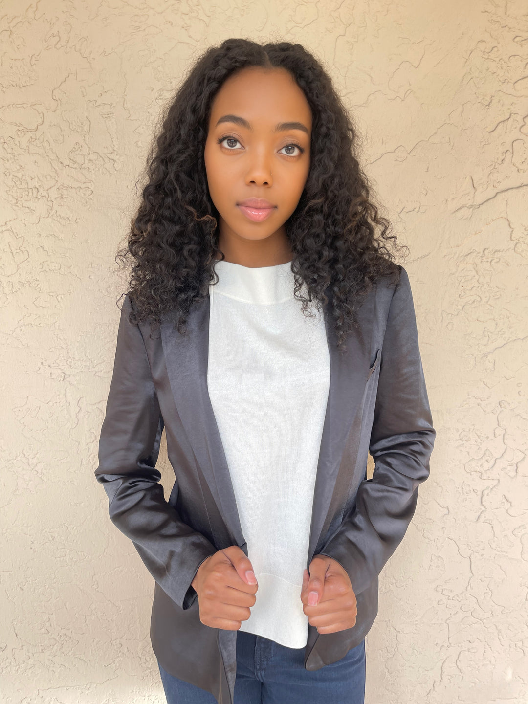J Society Satin Blazer - Black