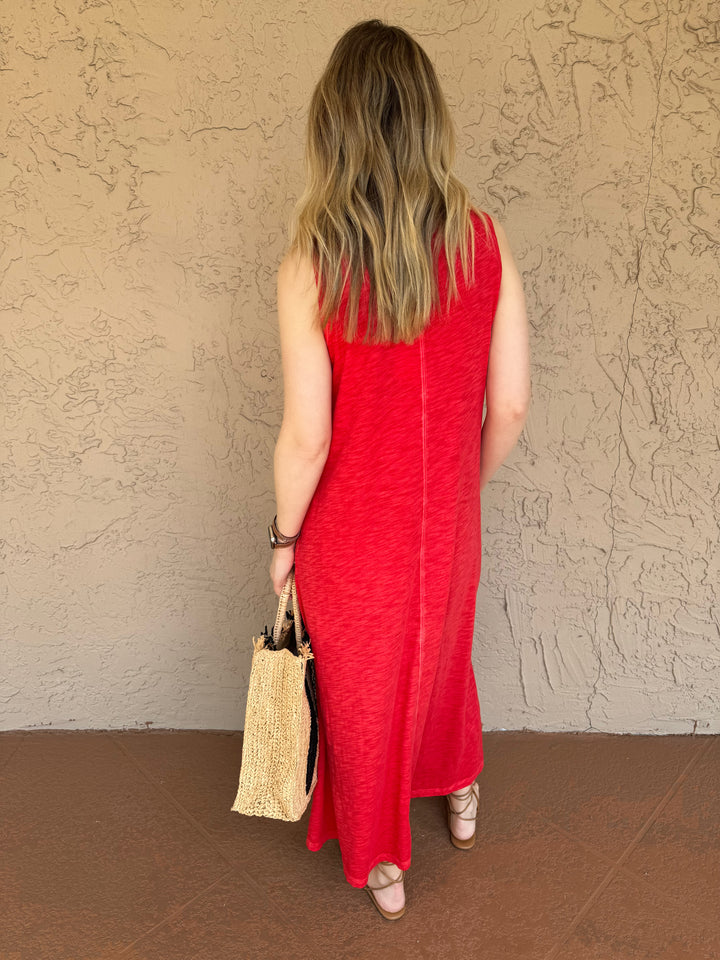 Elliott Lauren Sleeveless Maxi Dress With Pockets - Poppy