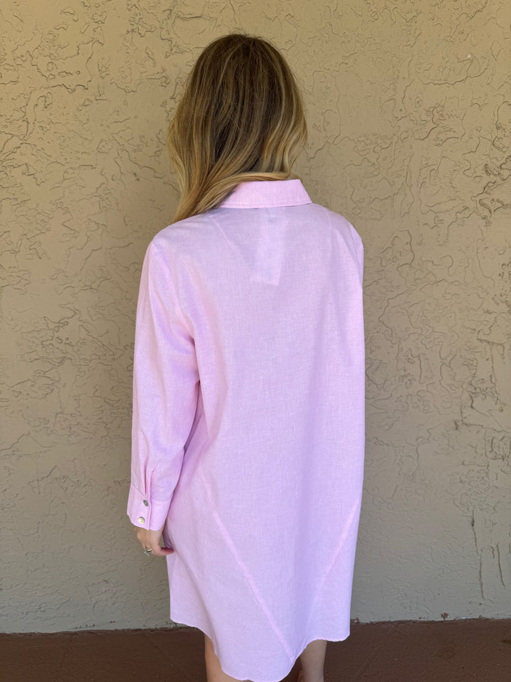 Finley Trapeze Dress Oxford - Pale Pink