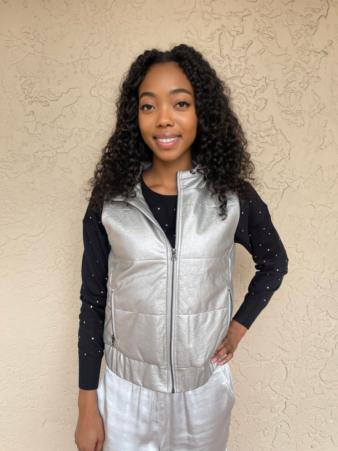 J Society Vegan Leather Vest - Silver