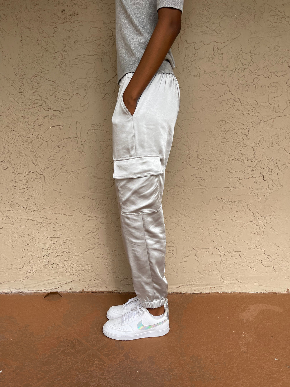 J Society Satin Jogger - Platinum