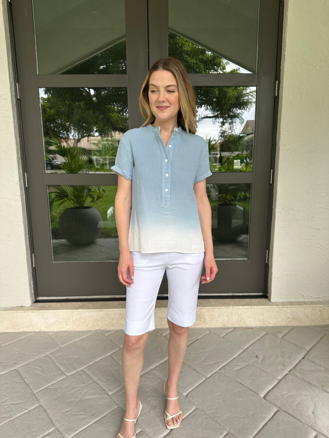 Pure Amici Gauze Dip Dye Top