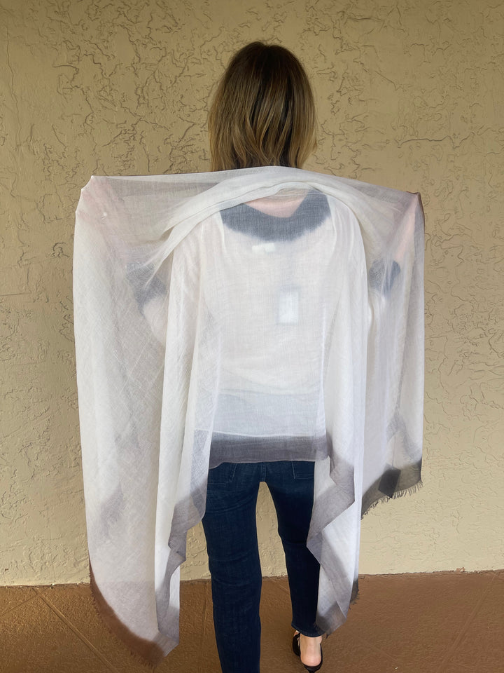 Mirror in the Sky Souffle White Dip Dye Shawl - Browns