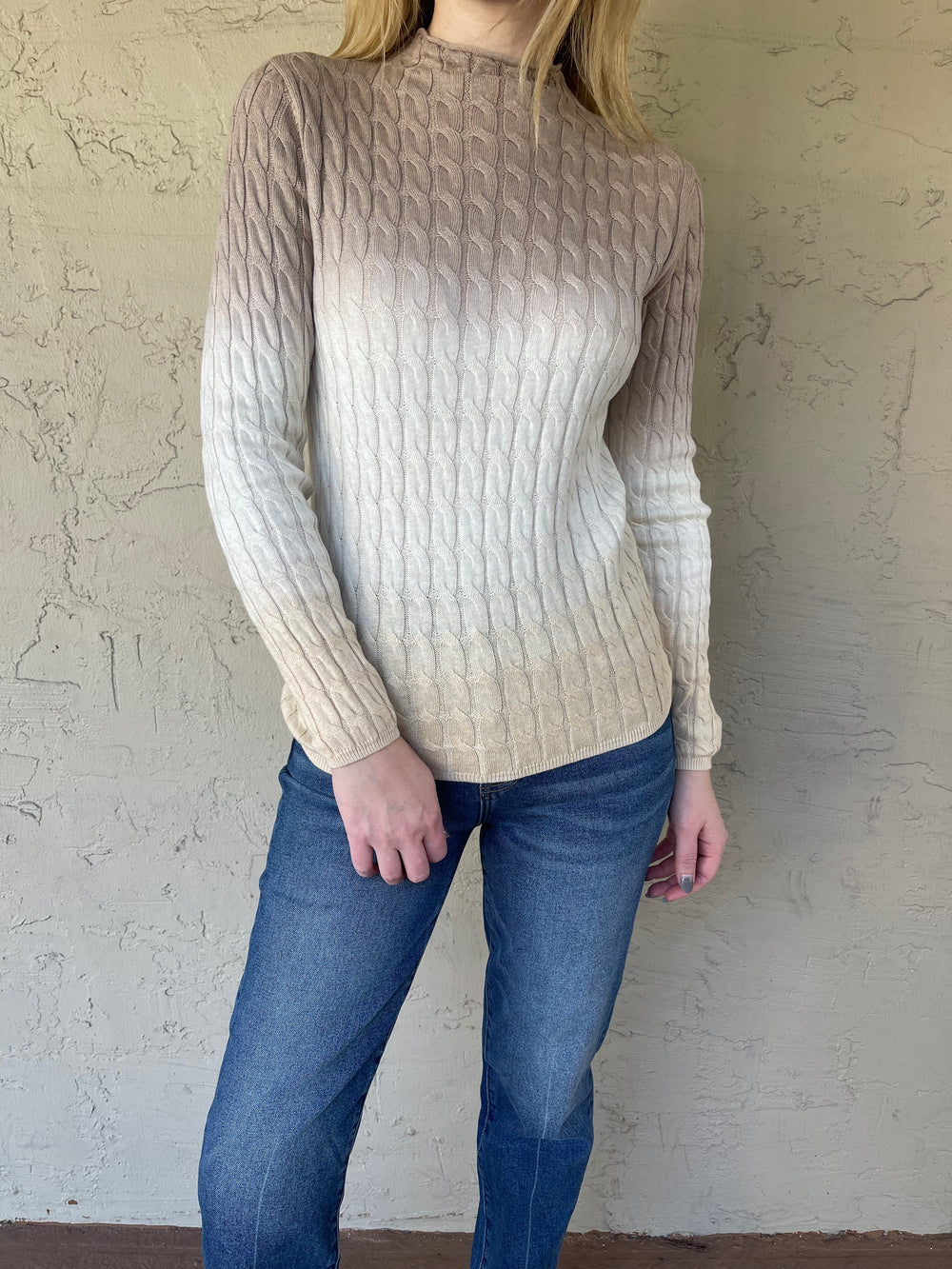 Tie-Dye Cable Sweater - Taupe