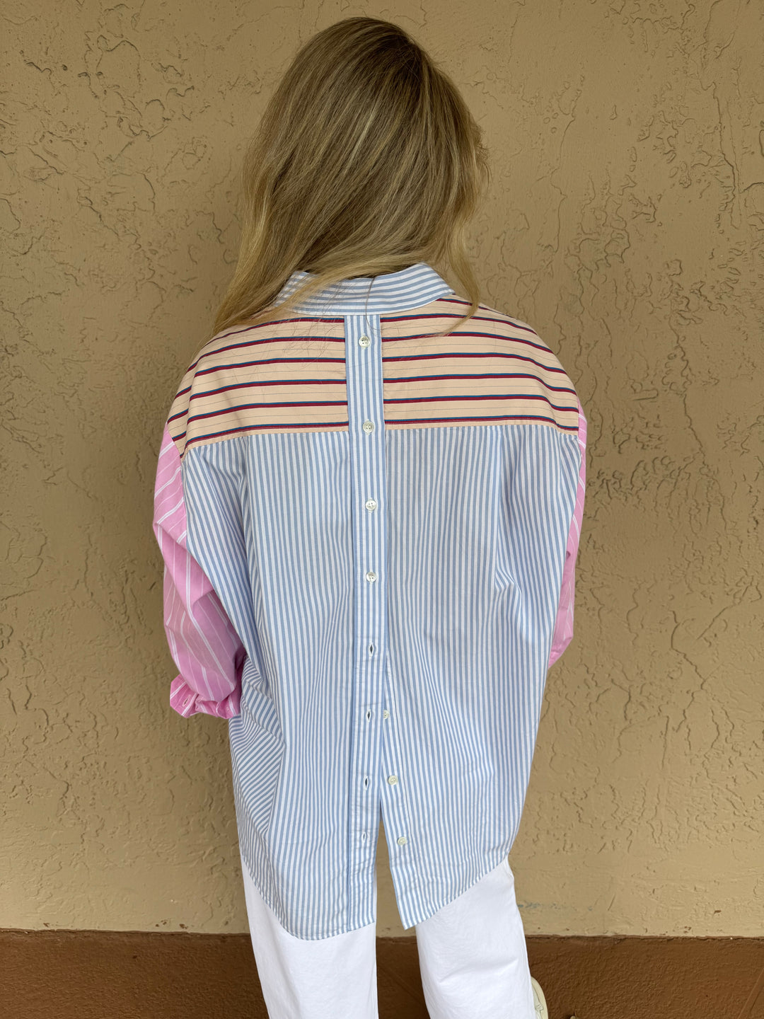 Essentiel Antwerp Famille Patchwork Stripe Shirt - Back View