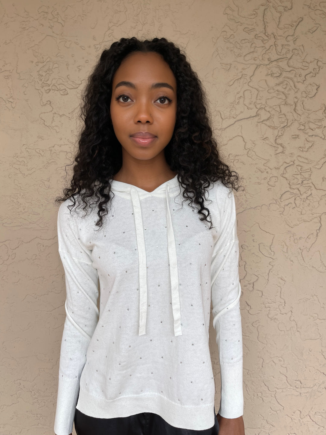 J Society Rhinestone Hoodie - Pearl
