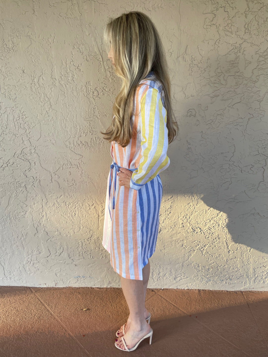 Vilagallo Rebecca Pure Linen Stripe Dress