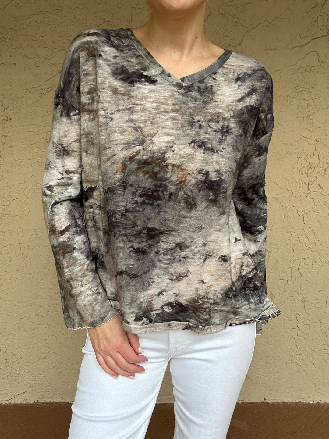 tie dye v neck t shirt