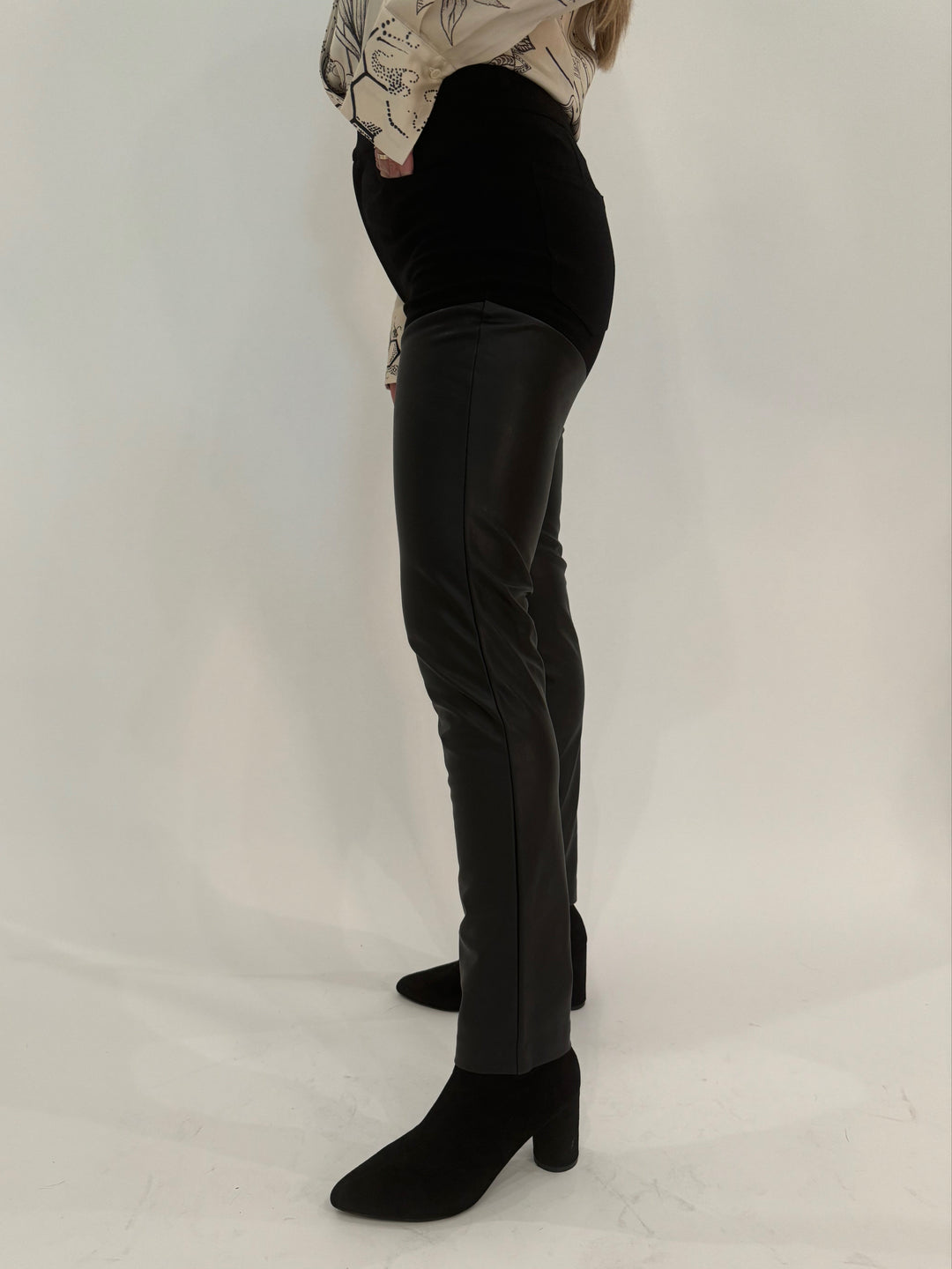 Generation Love Petra Vegan Leather Ponte Combo Pants in Black available at Barbara Katz