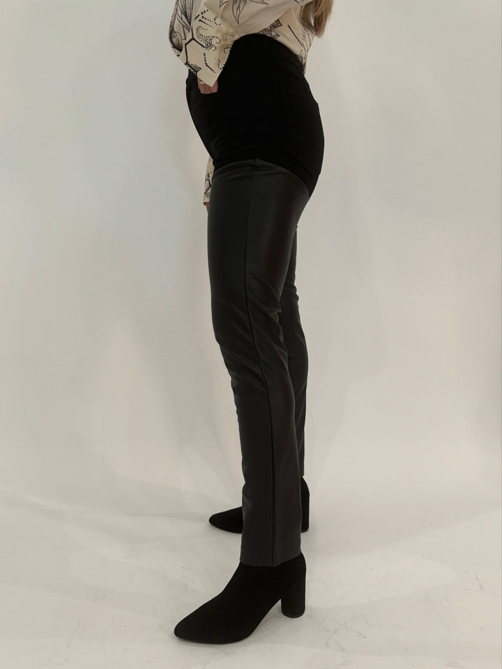 Generation Love Petra Vegan Leather Ponte Combo Pants in Black available at Barbara Katz