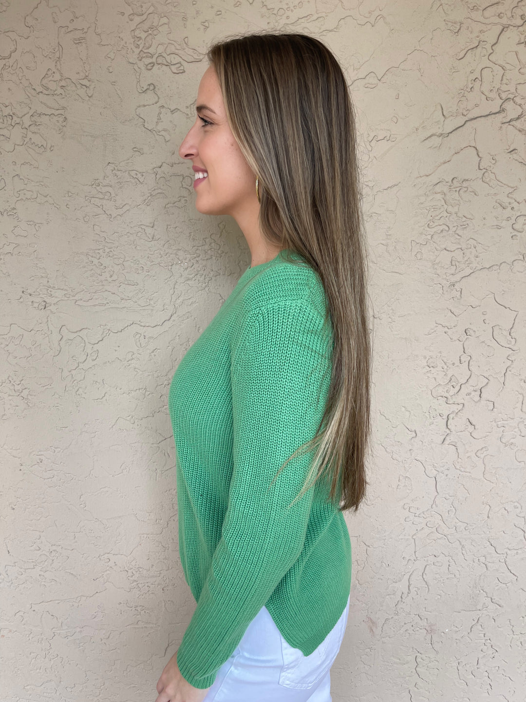Shaker Knit Long Sweater - Green
