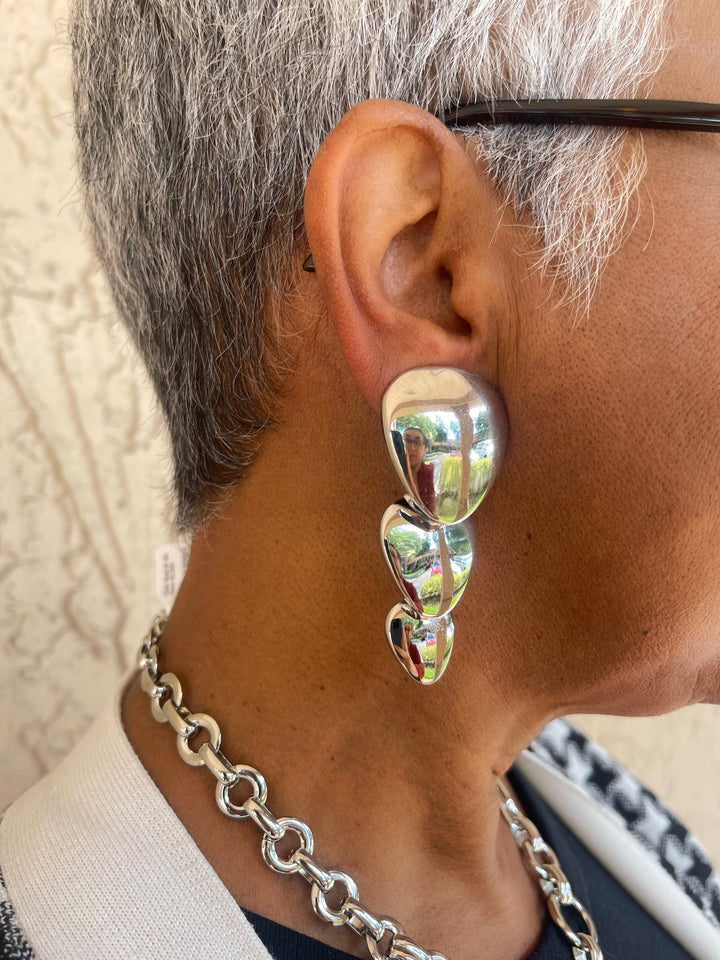 Ben Amun - Silver Triple Layer Earring - Clip on