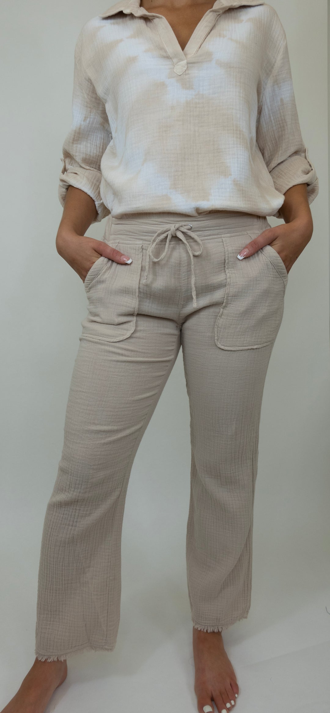 Pure Amici Fringe Pant in Sand