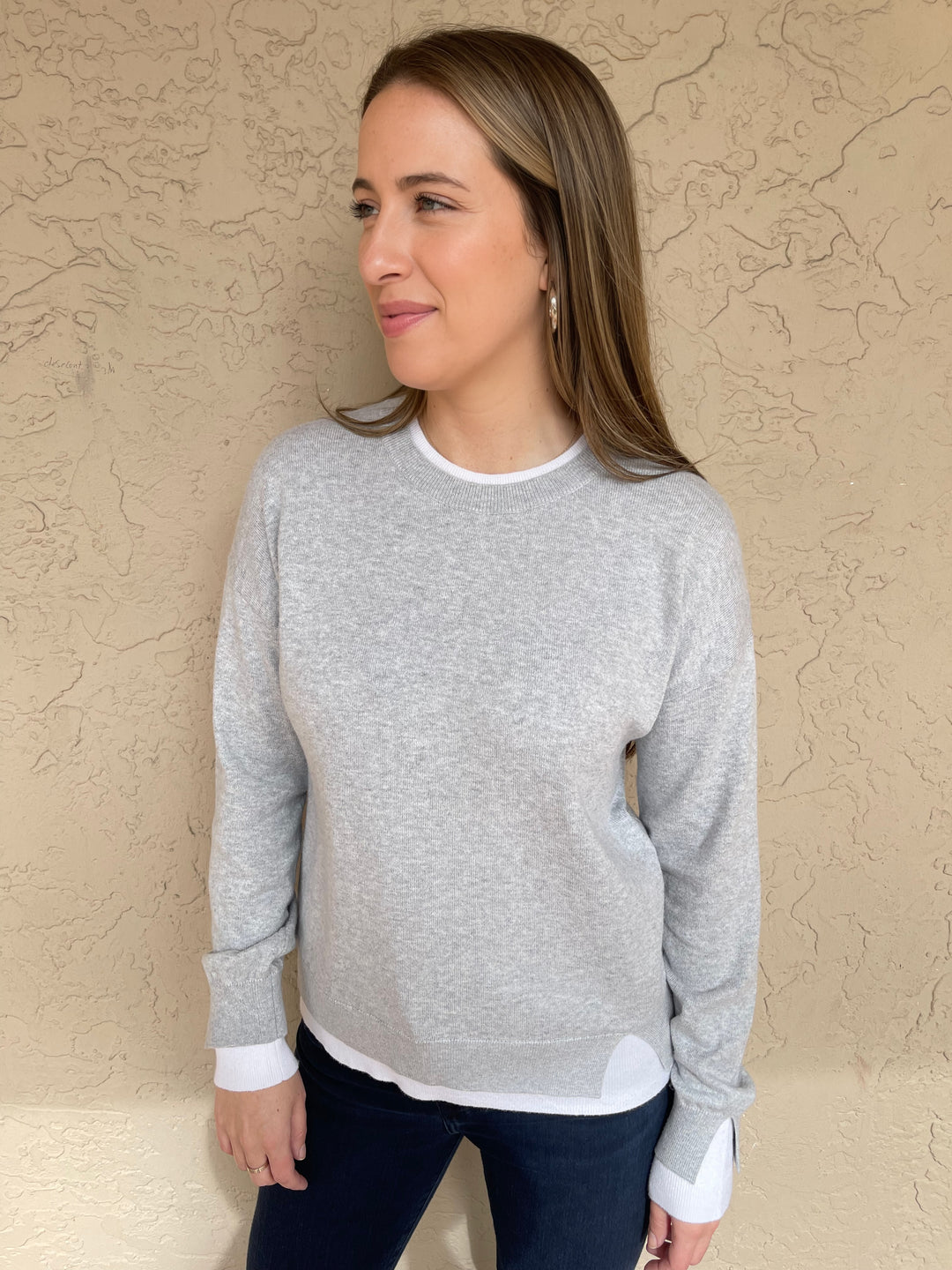 Elliott Lauren Double Layer Sweater - Heather Gray