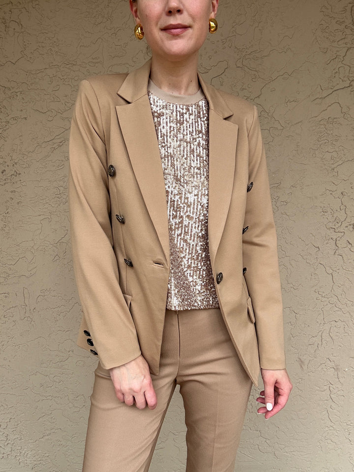 Elliott Lauren Sequin Knit Top in Champagne
