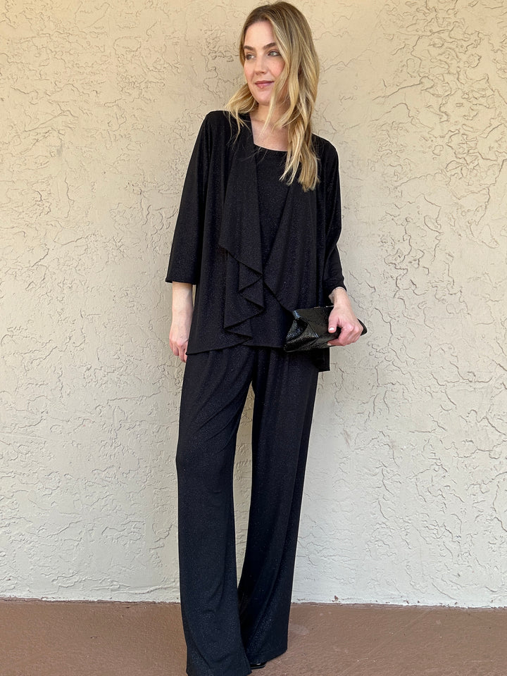 Sparkle Knit Straight Pant - Black
