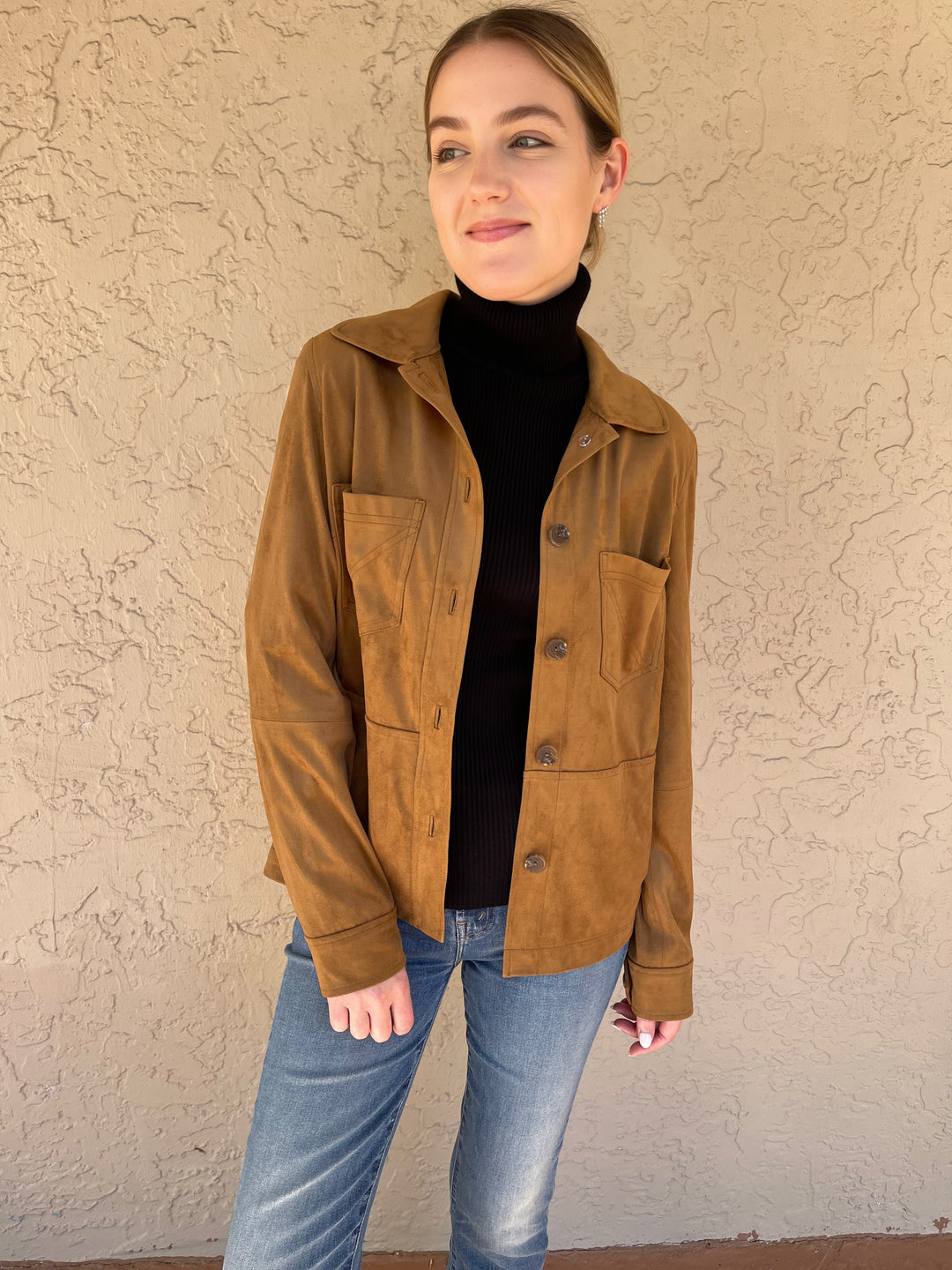 Elliot Lauren - Vegan Suede Button Front Shacket