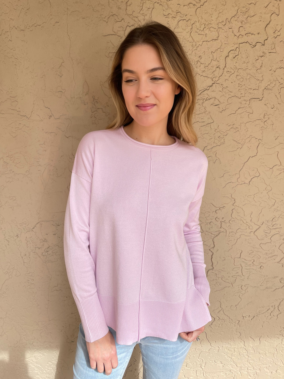 Center Seam Sweater - Cool Pink