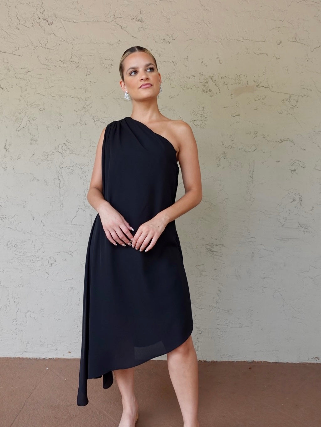 Black one shoulder evening dress