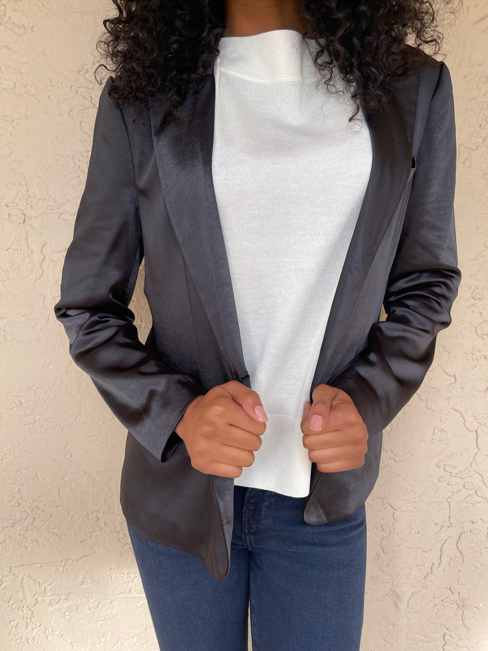 j society Satin Blazer - Black