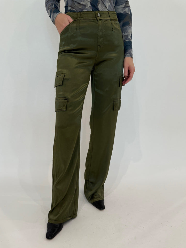 Marrakech Zendaya Silky Cargo Pants in Pine available at Barbara Katz