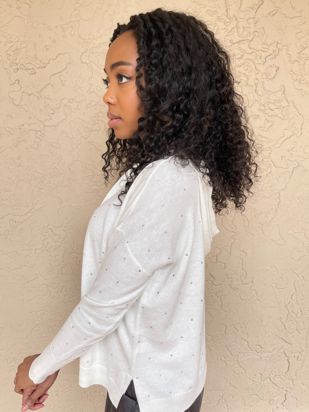 J Society Rhinestone Hoodie - Pearl