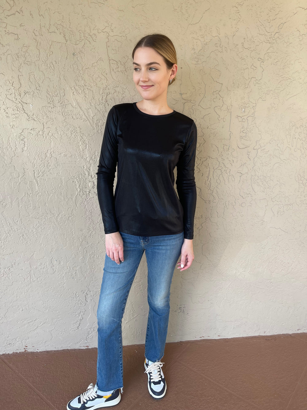 Elliot Lauren - Shimmer Knit Top in Lead