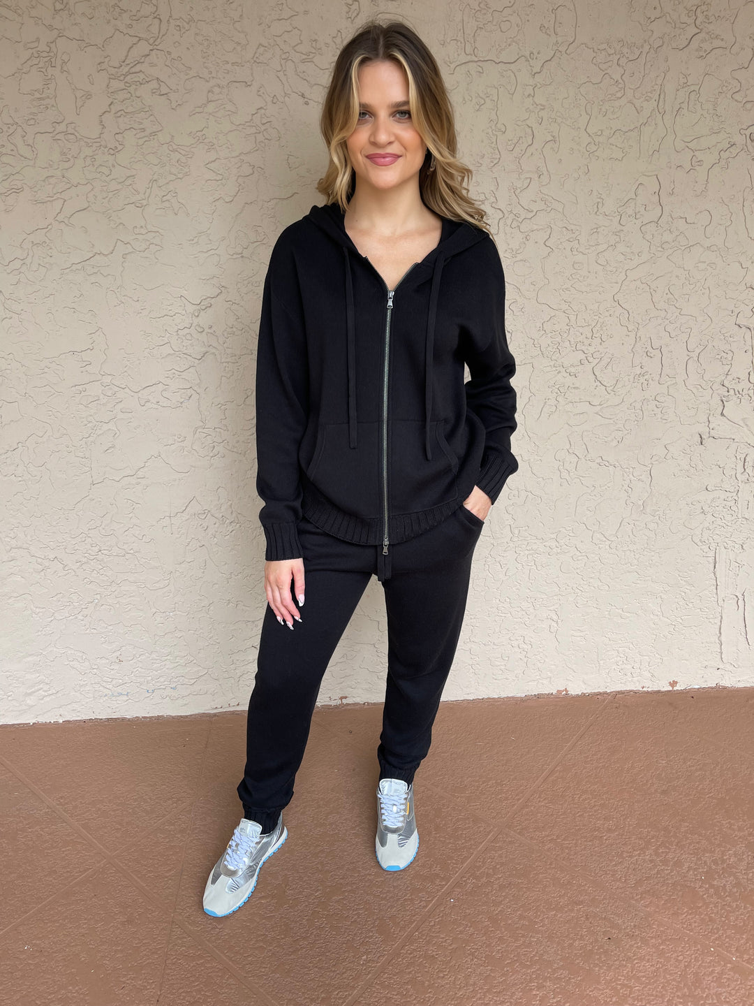 Repeat Zip Up Hoodie - Black