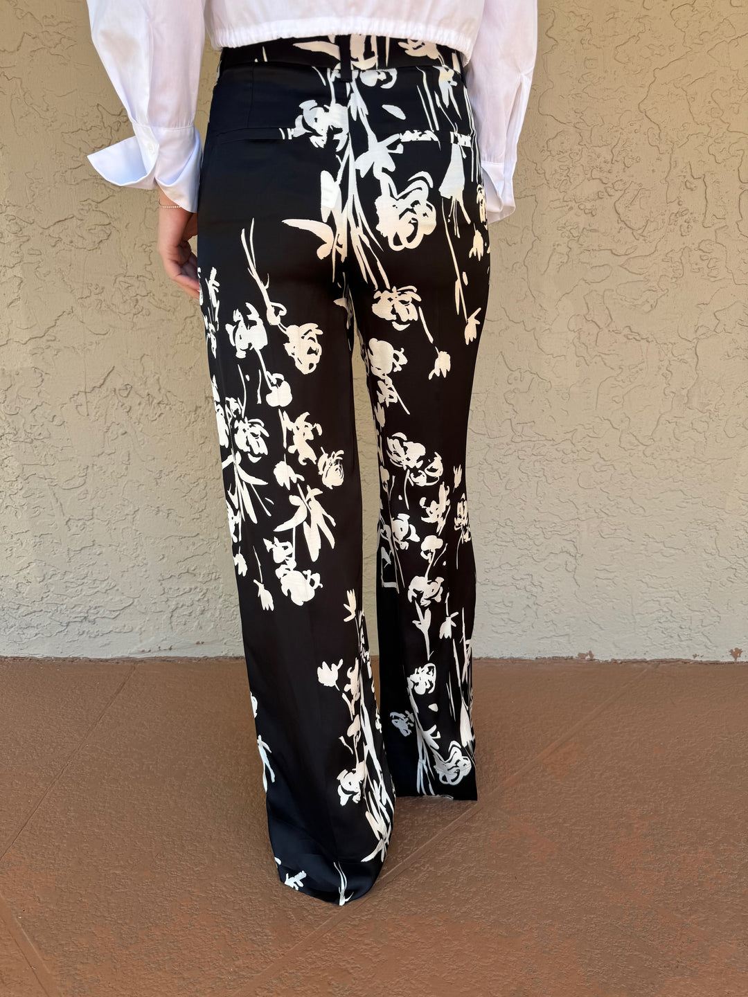 Black Marella Floral Long Trouser